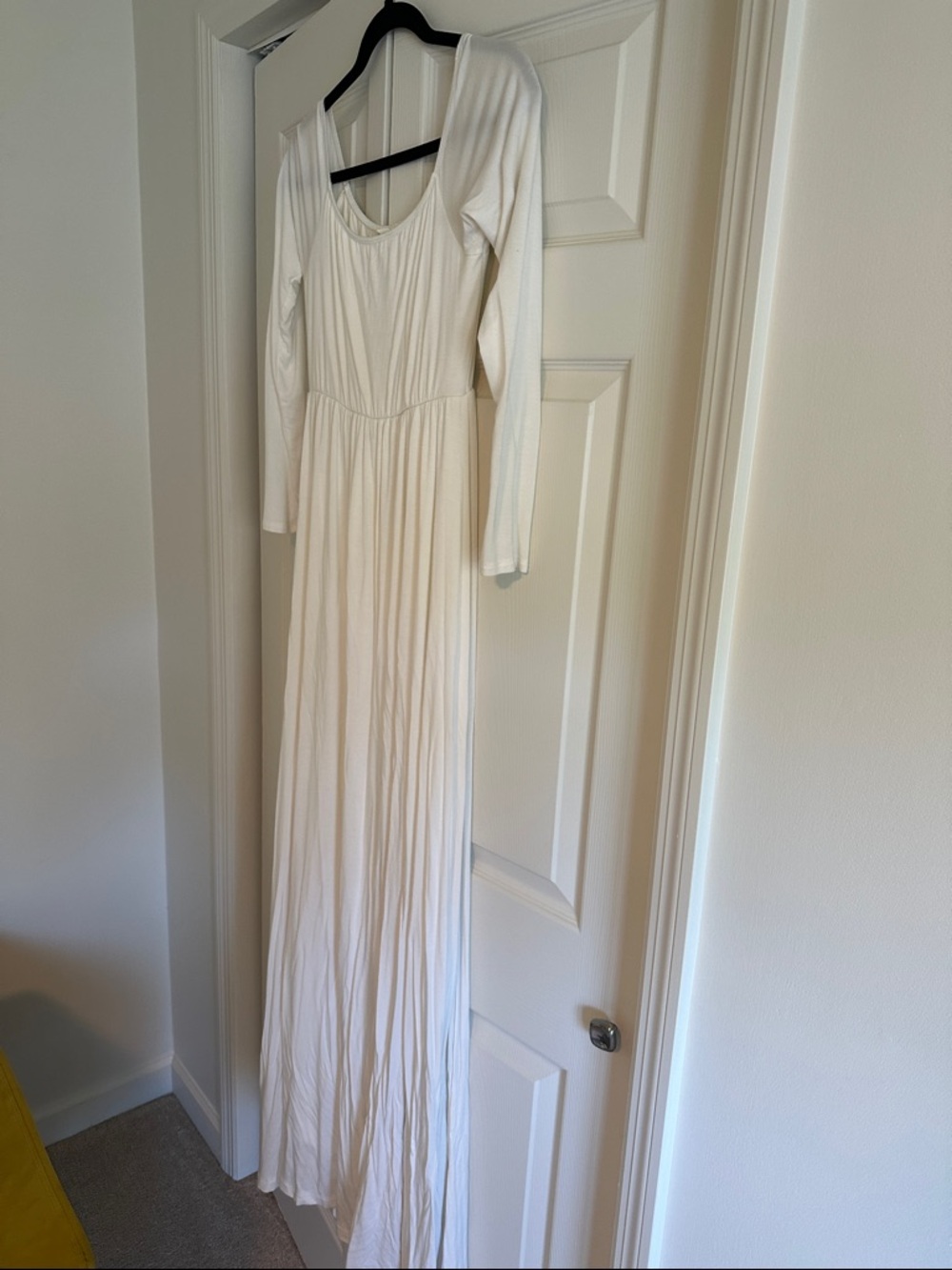 Pinkblush White Long Sleeve Maxi Dress with Scoop Neck